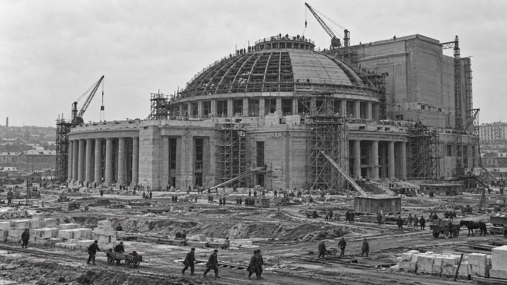 Художественная реконструкция строительства театра НОВАТ в 1930-е годы