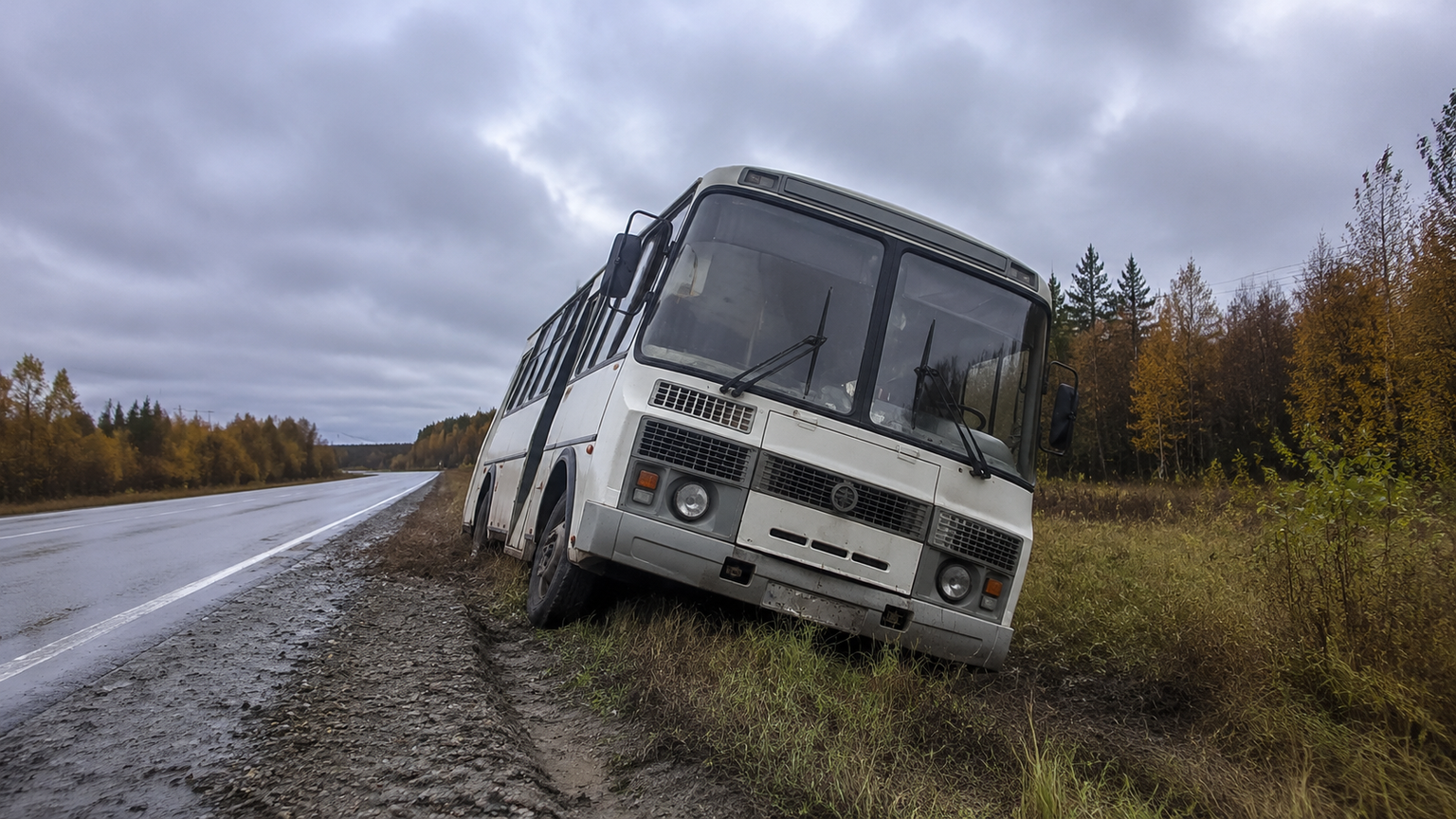Автобус № 115 съехал в кювет под Новосибирском: восемь человек в больнице